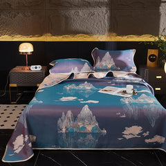 Ultra Soft Breathable Lyocell Cotton Elegant Jacquard Woven Bedspread Blend Cooling Blanket Bed Sheet
