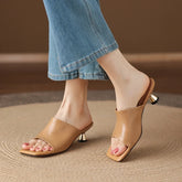 sheepskin square toe gold-plated middle Heel