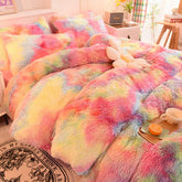 3Pcs Super Shaggy Coral Fleece Warm Cozy Princess Bedding Set