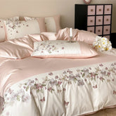 Luxury Flowers Embroidery Lace-Up Princess Wedding Bedding Set