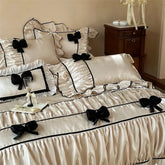 Vintage French Ruffled Ruffles Bow Bedding Set