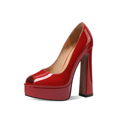Cow patent leather peep toe Pumps