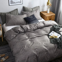 2/3pcs Solid Color Duvet Cover Set Super Soft Queen King Size Bedding Sets