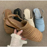 Cover Toe Weave Women Gladiator Flats Sandals
