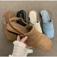 Cover Toe Weave Women Gladiator Flats Sandals