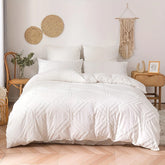 Bohemian Grid Tufted Duvet Cover Set All Season Comfortable Soft Comforter Cover Solid Geometric Texture Bedding Set