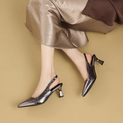 leather cowhide high Heels