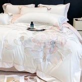 100% Egyptian Cotton Flowers Embroidery Luxury Bedding Set