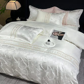 3/4Pcs White Luxury Egyptian Cotton Bedding Hotel Quality Washed Silk Cooling Queen Duvet Cover Summer Bedspreads Pillowcase