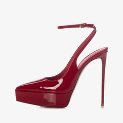 rose gold Patent Leather Platform Sandals