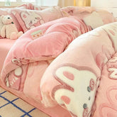 Cute Cartoon Velvet Bedding Set