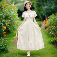 Vestido de encaje estilo eduardiano con flores de montaña