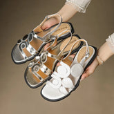 leather cowhide hollow out breathable low Heel
