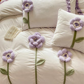 Handmade Flowers Embroidery Ruffles Korean Princess Bedding Set