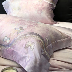1000TC Egyptian Cotton Luxury Butterfly Embroidery Queen King Size Bedding Set