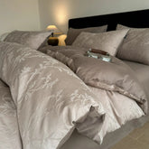 Thick Woven Cotton Jacquard 4 Piece Bed Set Luxury Pure Cotton Duvet Cover Sheet Set