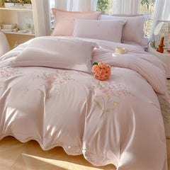 Floral Embroidery 100% Cotton Luxury Bedding Set