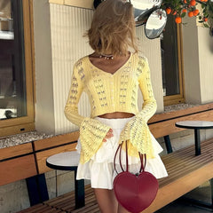 Coasting Through Hollow Out Knitted Cardigan