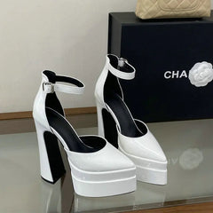 Pointy Water-Proof Platform Chunky Heels