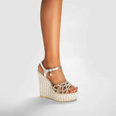 Round Toe Thick Sole With Diamond Inlaid High Heels
