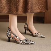 snake patterned cowhide pointed high Heels