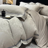 600TC Egyptian Cotton Flowers Jacquard Luxury Queen King Size Bedding Set