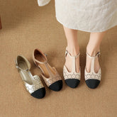 leather cowhide low Heel