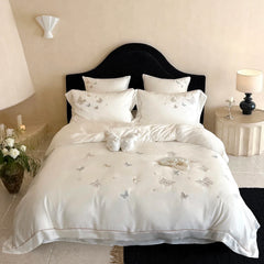 800TC Lyocell Eucalyptus Fiber Butterfly Embroidery Luxury Bedding Set