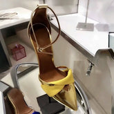 Metal leather Mixed Colors One word buckle Sandals