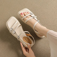 leather cowhide thick Heel