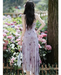 Vestido etéreo de mariposa violeta con efecto hada