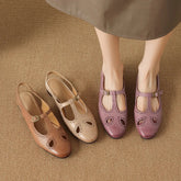 cowhide hollow out breathable low Heel