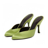 Yellow Satin Stilettos Heels