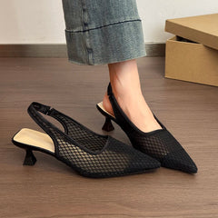 Designer Hollow Mesh Woven Brand Pumps