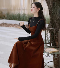 Conjunto de vestido de terciopelo de 2 piezas de Octavia Dark Academia