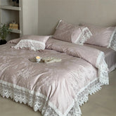 Vintage Embossed Jacquard Lace Edge Luxury Bedding Set