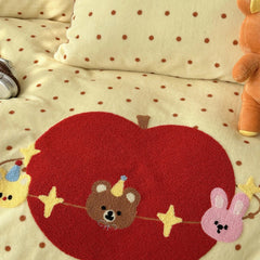 Kawaii Bear Embroidered Winter Bedding Set