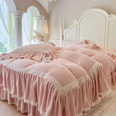 Milk Velvet Winter Warm Thickened Princess Bedding Set