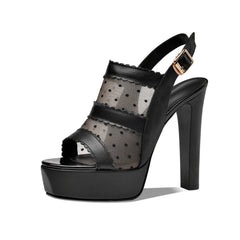 White Cowhide Waterproof Platform Peep Toe Shoes
