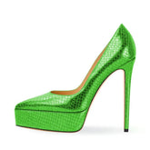Snake pattern Bright leather Pumps