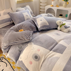 Winter Thicken Warm Short Plush Duvet Cover King Double Queen Size Double-side Coral Fleece Quilt Cover Not Including Pillowcase