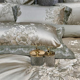1000TC Egyptian Cotton Soft Silky Satin Jacquard Flowers Luxury Bedding Set