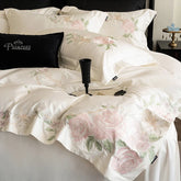 100% Cotton Chic Flowers Embroidery Luxury Bedding Set