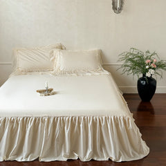 100% Cotton Vintage French Lace Ruffles Bow Princess Wedding Bedding Set