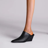Kaky's Cow Pasted Leather Pointed Wedge Heels