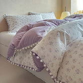 Floral Print Single Double Duvet Cover Set Soft Comfortable Queen Comforter Cover and Pillowcase Skin-friendly Bedding Set