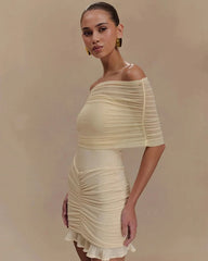Lucy Off Shoulder Mini Mesh Dress
