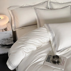 Luxury 1000TC Egyptian Cotton Solid Color Hotel Style Embroidery Bedding Set