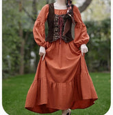 Vestido y chaleco de algodón cottagecore de dos piezas Your Muse