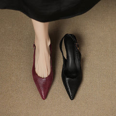 snake patterned sheepskin pointed thin Heel